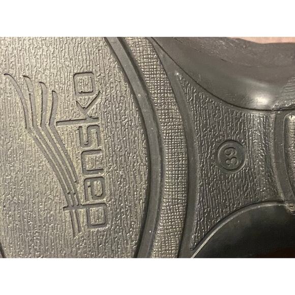 Dansko Arisa Black Ruched Slouchy Leather Ankle Boots 38 (7.5/8) Comfort Wedge - Picture 8 of 8